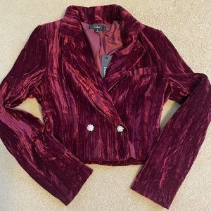 Lulus burgundy crushed velvet short jacket